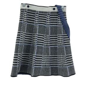 Alispecials Girls Black & White Plaid Knit A-Line Skirt, 11-12 Yrs, Preowned